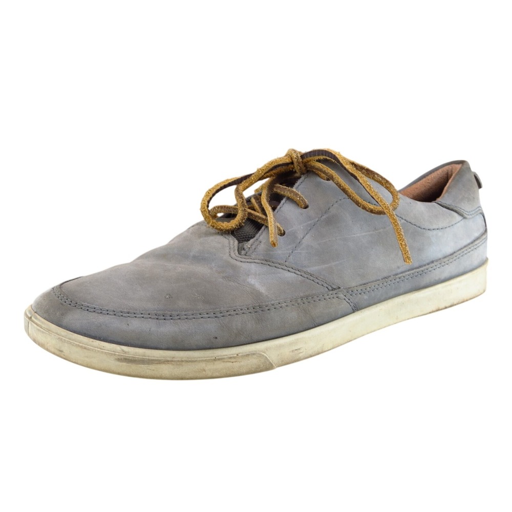 ECCO Men's Leather Sneakers Size 46 Gray Lace‎ Up Casual Comfort Walking Shoe